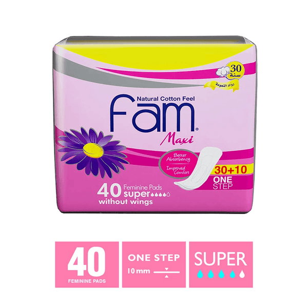 Fam Maxi 40 Feminine Pads Super without Wings (30+10) - Pinoyhyper