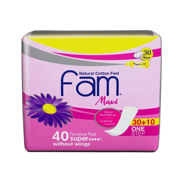 Fam Maxi 40 Feminine Pads Super without Wings (30+10) - Pinoyhyper