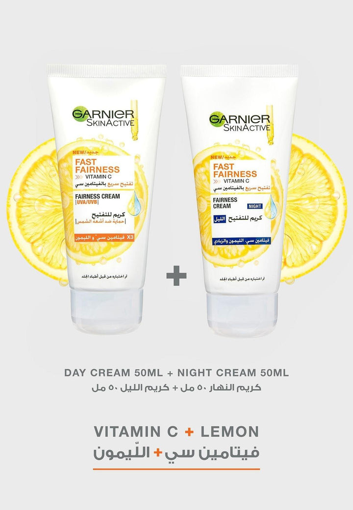 Garnier Skin Active Fast Fairness Cream Day 50ml + Night 50ml - Pinoyhyper