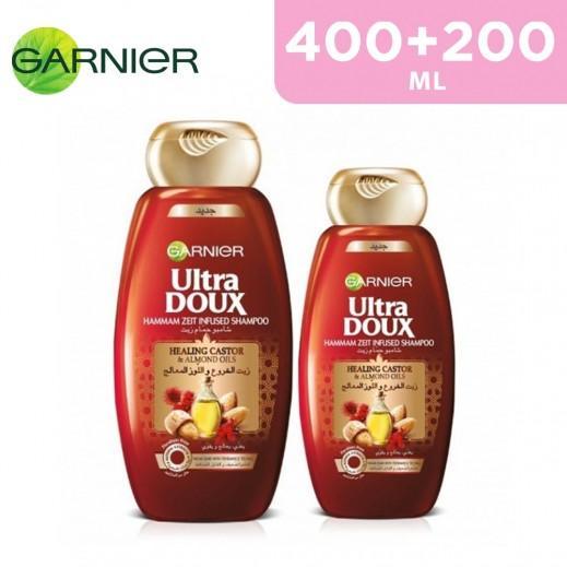 Garnier Ultra Doux Healing Castor Hammam Zeit Infused Shampoo 400 ml + 200 ml - Pinoyhyper