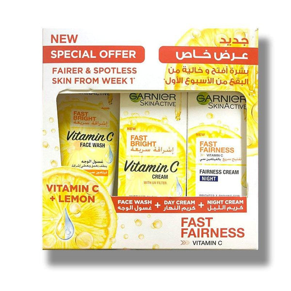 Garnier Vitamin C Face Wash + Day Cream + Night Cream Fast Fairness - Pinoyhyper
