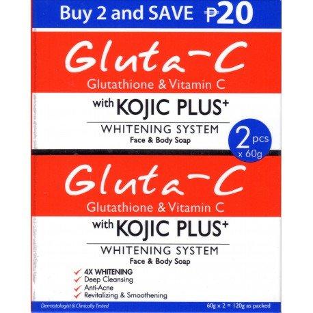 Gluta-C Kojic Plus Face And Body whitening Soap with Glutathione and Vitamin C (2 x 60 g) - Pinoyhyper