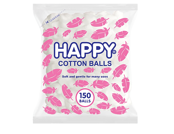 Happy Cotton Balls Soft And Gentle For Many Uses - 150 Balls - Pinoyhyper