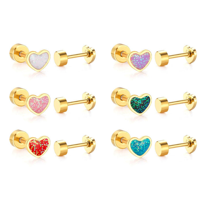 Heart Shape Stud Earrings - 1 Pc - Pinoyhyper