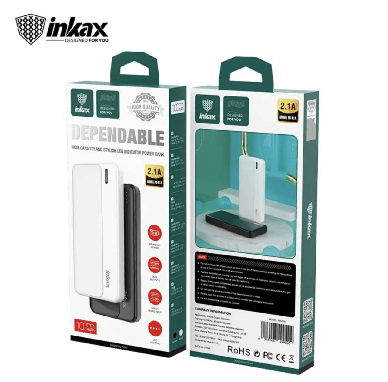 Inkax Dependable High Capacity 10000Mah Power Bank PB-01A - Pinoyhyper