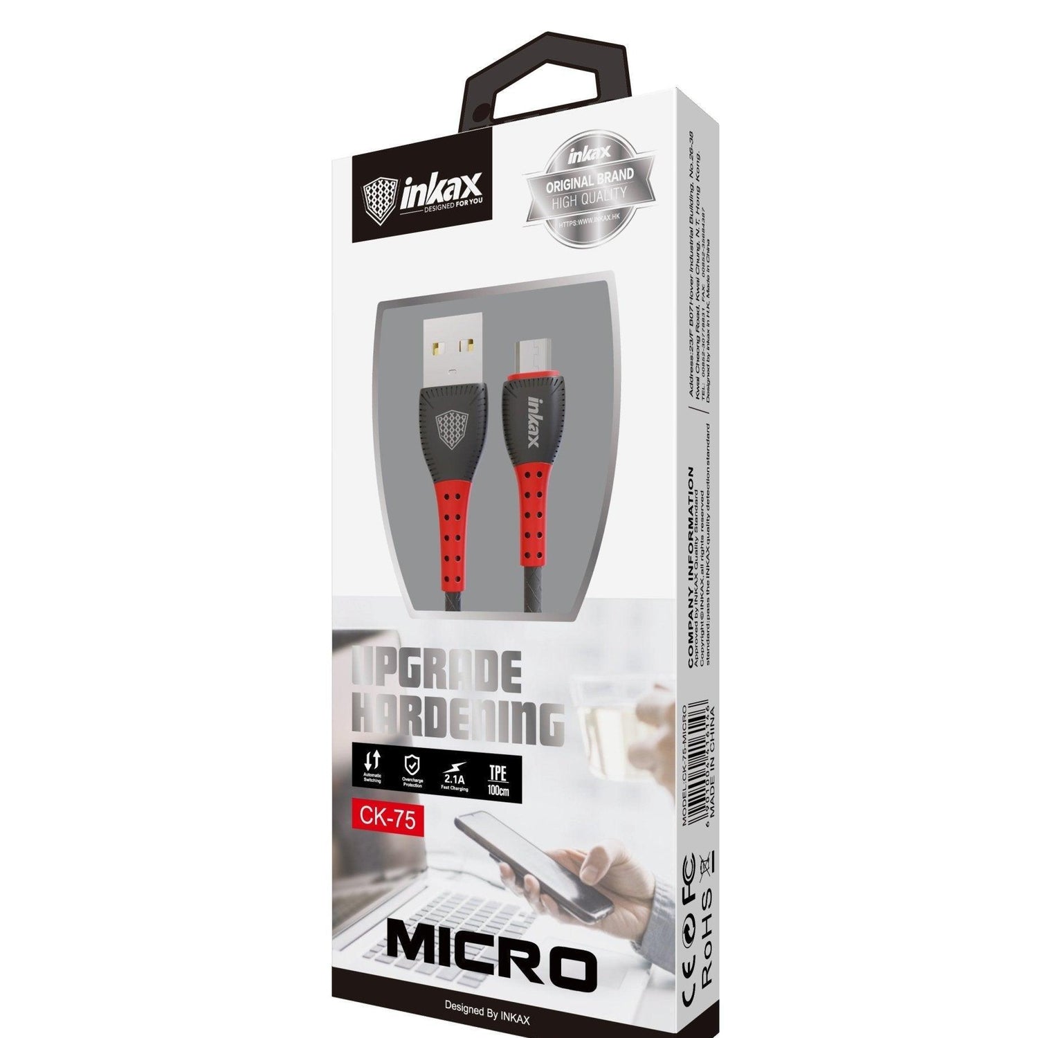 Inkax Micro Charger Cable CK-75 2.1A - Pinoyhyper