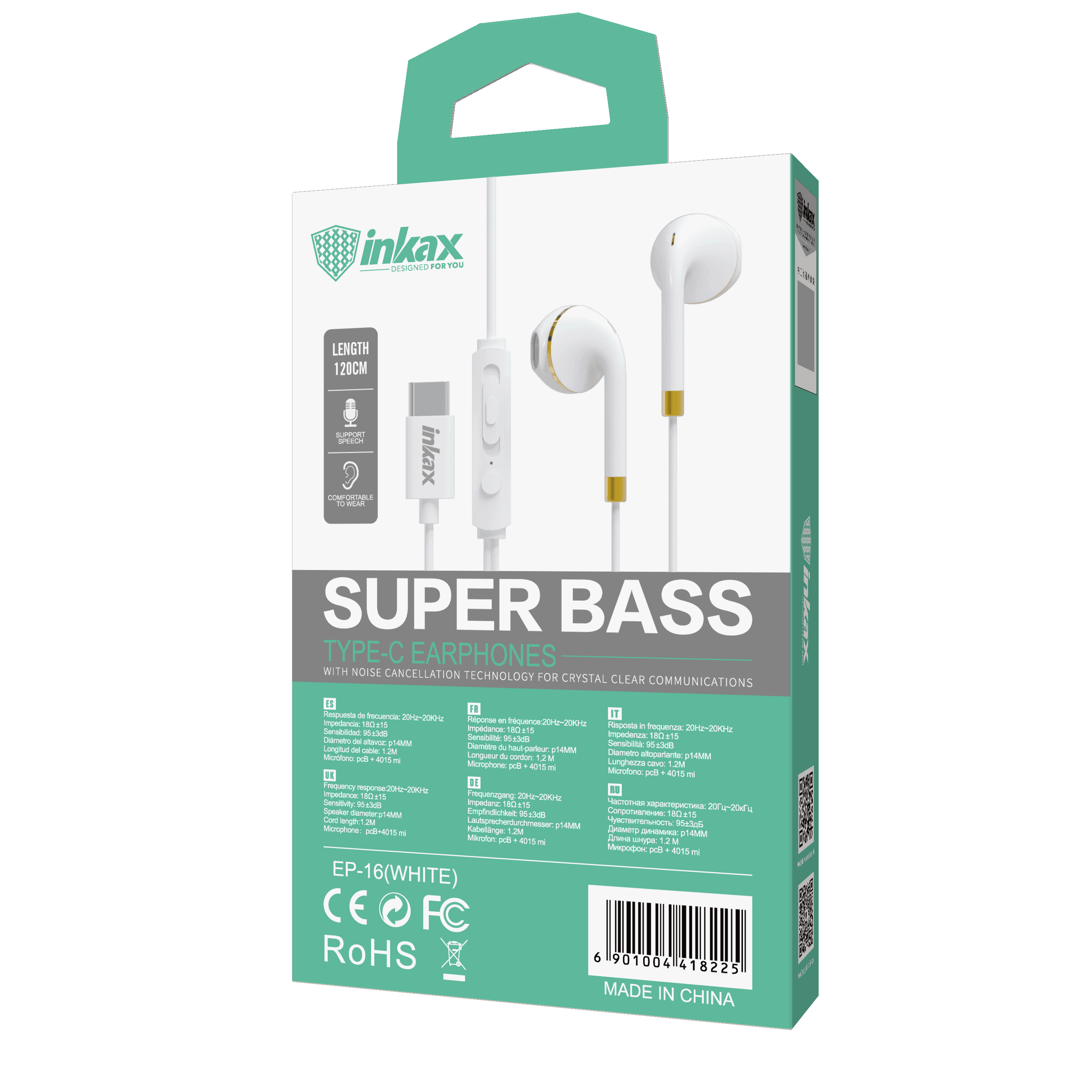 Inkax Super Bass Wired Type-C Earphone EP-16 - Pinoyhyper