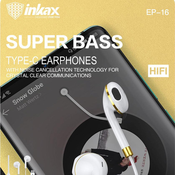 Inkax Super Bass Wired Type-C Earphone EP-16 - Pinoyhyper