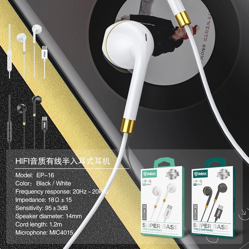Inkax Super Bass Wired Type-C Earphone EP-16 - Pinoyhyper