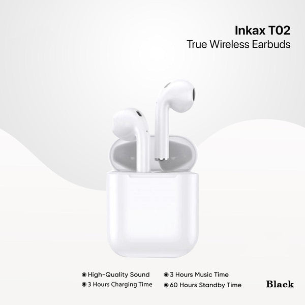 Inkax Wireless Earbuds - T02 Black - Pinoyhyper