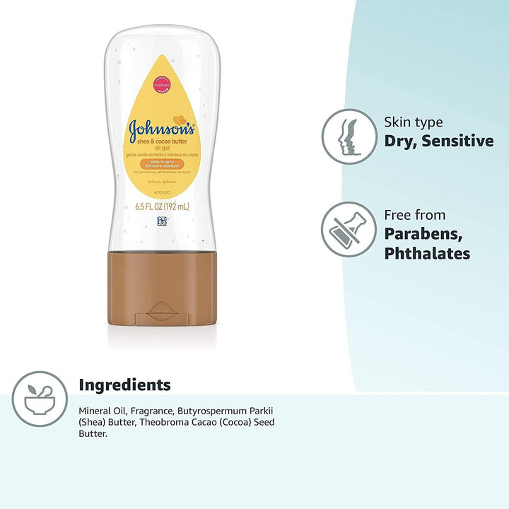 Johnson's Baby Oil Gel Enriched with Shea and Cocoa Butter - 192ml - Pinoyhyper