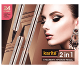 Karite 2 in 1 Black Eyeliner with 4-Tip Brown Eyebrow Pen Pencil - Pinoyhyper