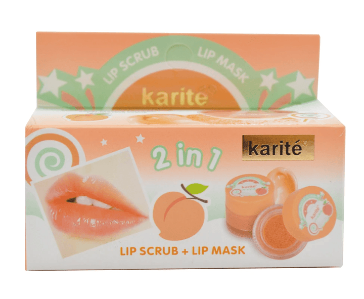 Karite Lip Scrub + Lip Mask Sweet Peach 2 IN 1 - 10g+6ml - Pinoyhyper