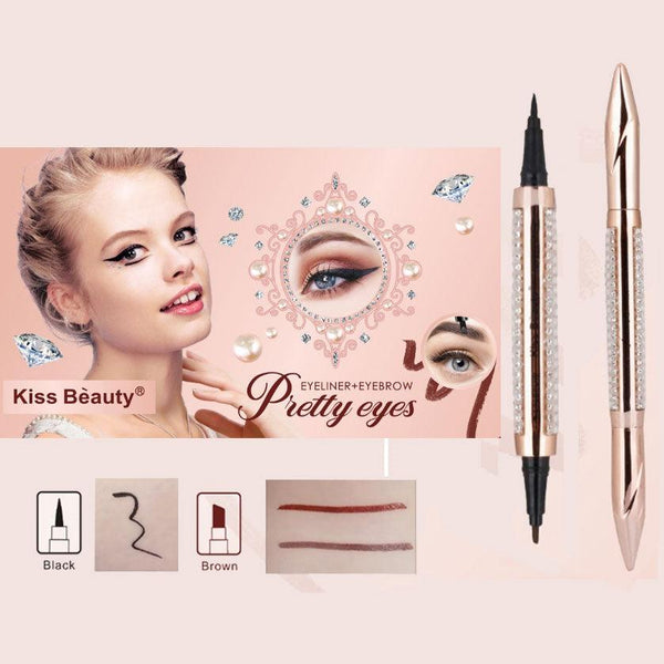Kiss Beauty Pretty Eyes Eyeliner + Eyebrow Pencil - 0.5ml+0.5ml - Pinoyhyper