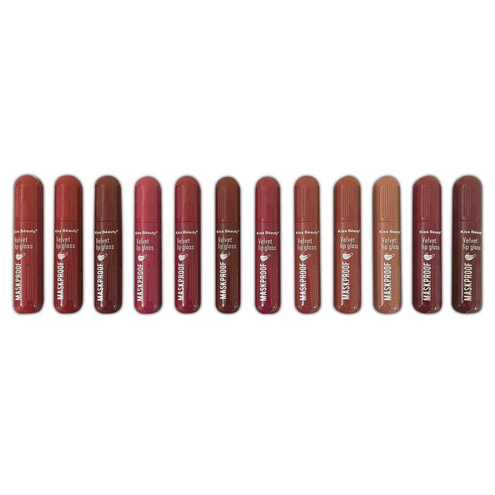 Kiss Beauty Velvet Lip Gloss Lipstick -12 Pcs - Pinoyhyper