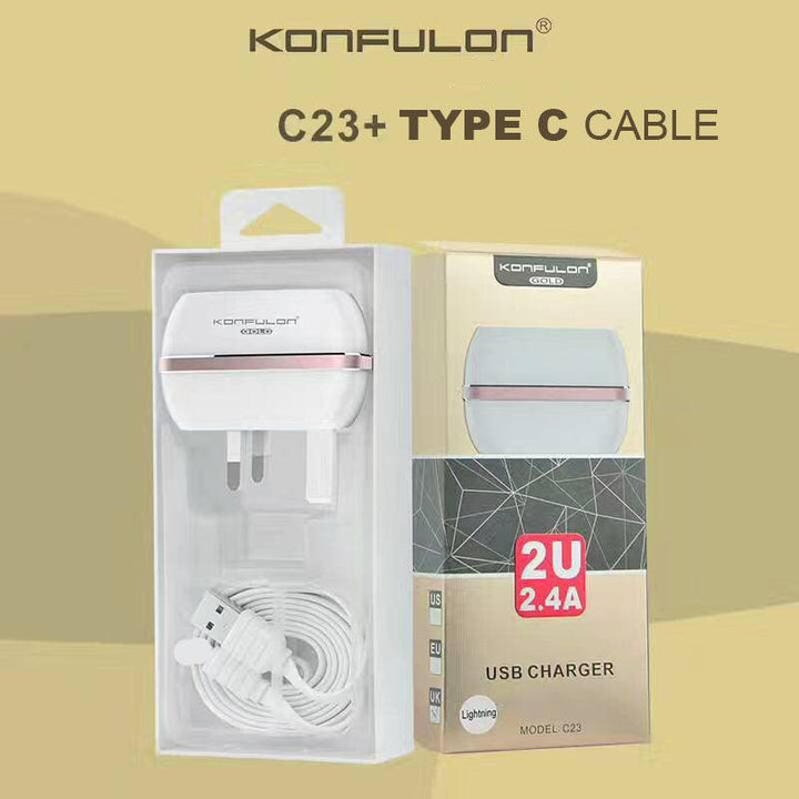 Konfulon 2.4A DC 5.0v Dual USB Charger - TYPE C - Pinoyhyper