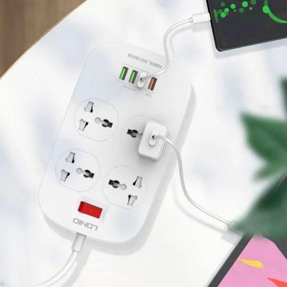 Ldnio Heavy-Duty Power Extension – 4 USB Fast Charger And 4 Power Socket - Pinoyhyper