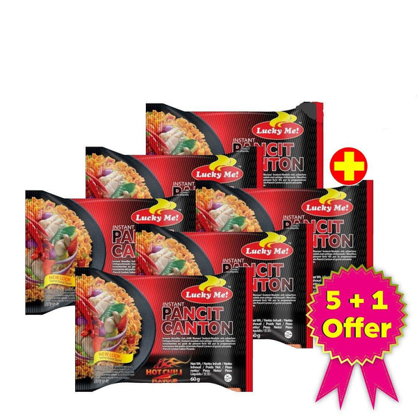 Lucky Me Instant Hot Chilli Pancit Canton Fried Noodles 60gm Pack of 6 - Pinoyhyper