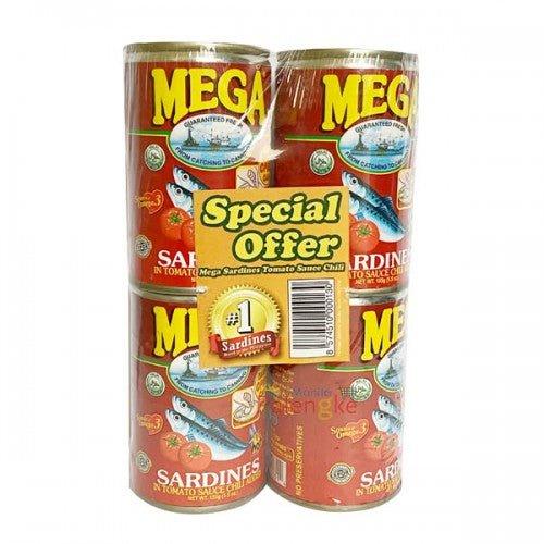 Mega Sardines In Tomato Sauce Hot Value Pack 4 x 155g - Red - Pinoyhyper