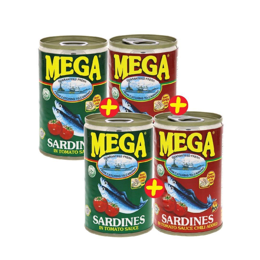 Mega Sardines In Tomoto Regular & Chilli Value Pack 4 x 155g - Pinoyhyper