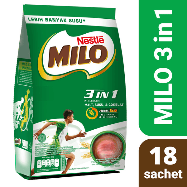 Milo Activ Go 3in1 Polybag 18 Sachet x 35 g - Pinoyhyper