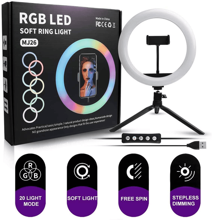 MJ-26 RGB LED Soft Ring Light With Stand-Selfie Light - Pinoyhyper