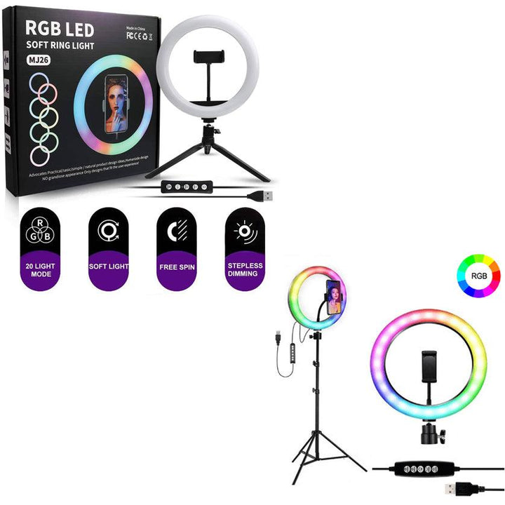 MJ-26 RGB LED Soft Ring Light With Stand-Selfie Light - Pinoyhyper