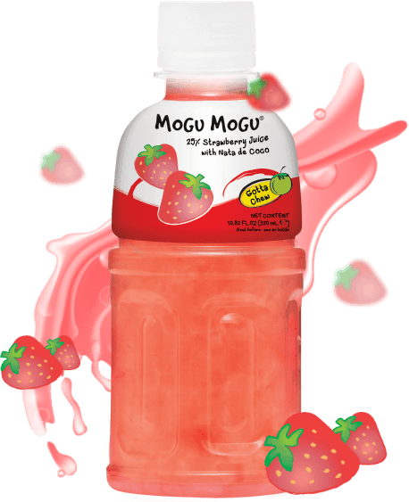 Mogu Mogu Strawberry Juice With Nata De Coco - 320ml - Pinoyhyper