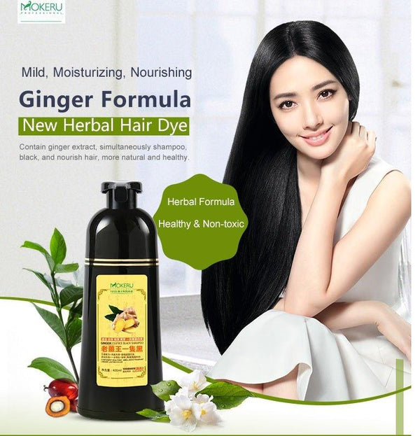 Mokeru Shampoo with Ginger Essence Black Hair Dye Shampoo - 500ml - Pinoyhyper