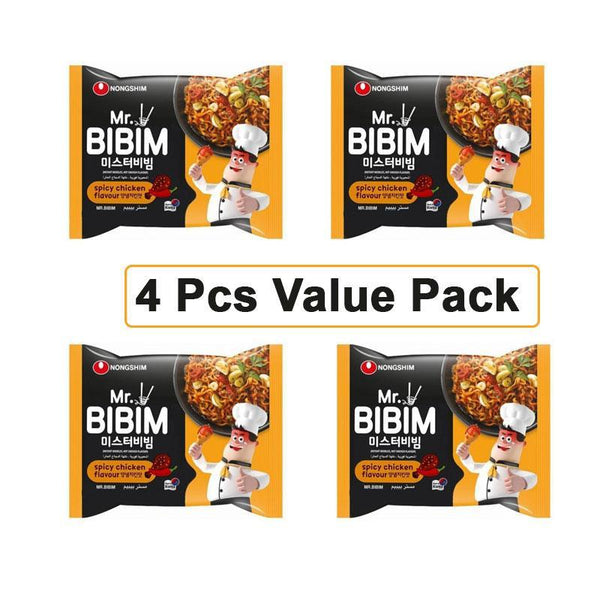 Mr.Bibim Spicy Chicken Flavor Instant Noodles 4x148g (Value Pack) - Pinoyhyper