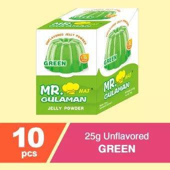 Mr. Hat Gulaman Unflavored Green 10pcs Pack - Pinoyhyper