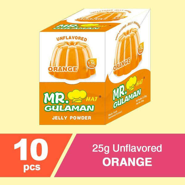 Mr. Hat Gulaman Unflavored Orange 10pcs Pack - Pinoyhyper