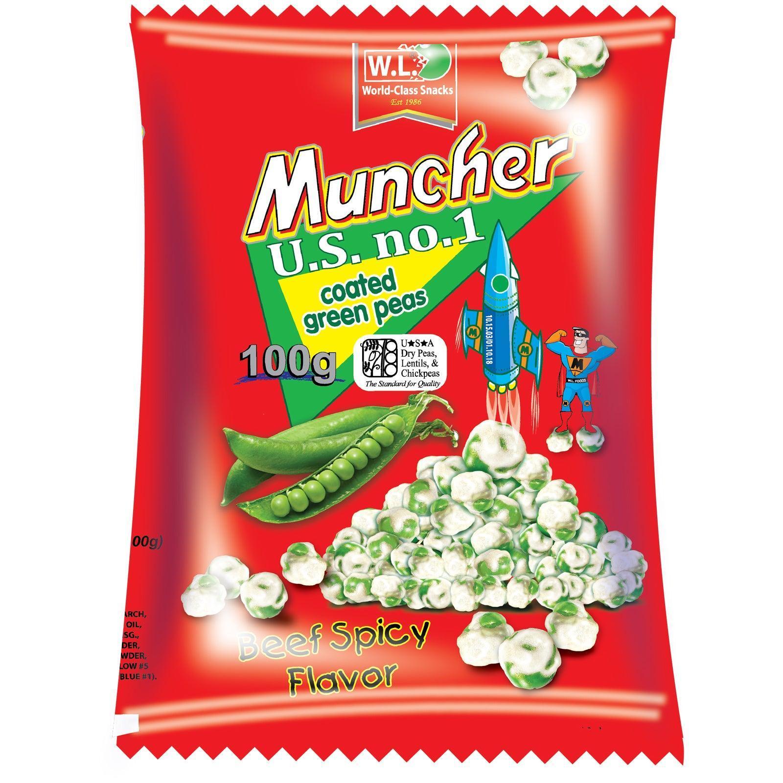Muncher Green Peas Coated Beef Spicy Flavor 100g - Pinoyhyper