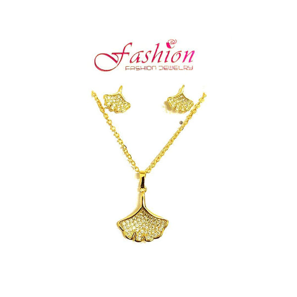 Necklace Earring Set Leaf (FL1.5) - 1 Set - Pinoyhyper