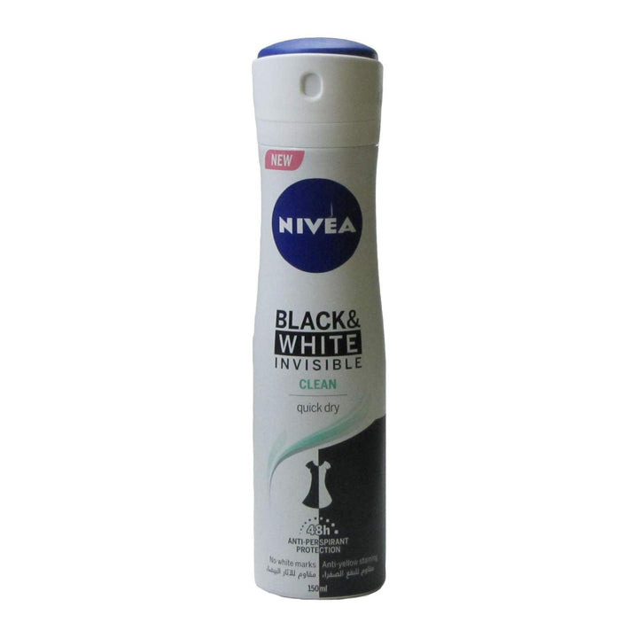 Nivea Body Spray Invisible For Black & White Clean 150ml - Pinoyhyper