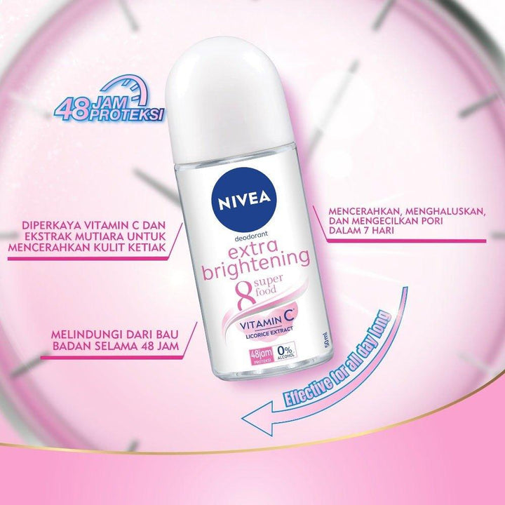 NIVEA Deodorant Extra Brightening Roll On - 50ml - Pinoyhyper