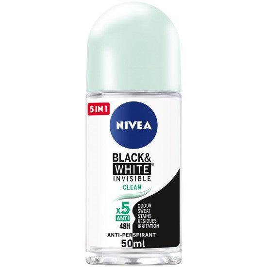 Nivea Roll On Black&White Invisible Clean 50ml - Pinoyhyper
