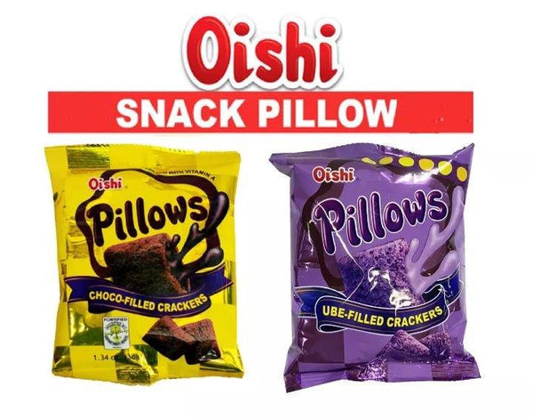 Oishi Pillow Choco Filled + UBE Filled Cracker (Combo) - 38gm - Pinoyhyper