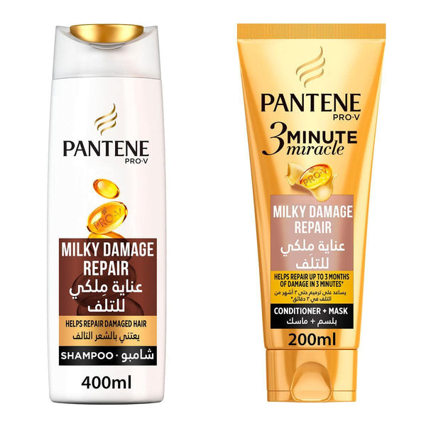 Pantene Shampoo Pro-V Milky Damage Repair 400ml + 3 Minute Miracle 200ml - Pinoyhyper