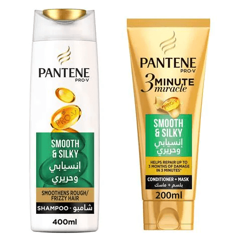 Pantene Shampoo Pro-V Smooth & Silky 400ml + 3 Minute Miracle Conditioner 200ml - Pinoyhyper