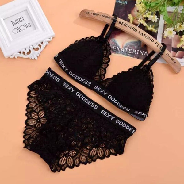 Qianweiyi Bra and Panty Set Black Free Size - Pinoyhyper