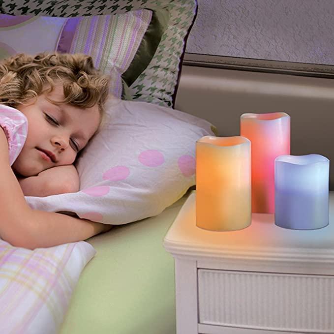 Real Wax Flameless Candles with Remote Control Timer, 3 Candle Set, Vanilla - Pinoyhyper