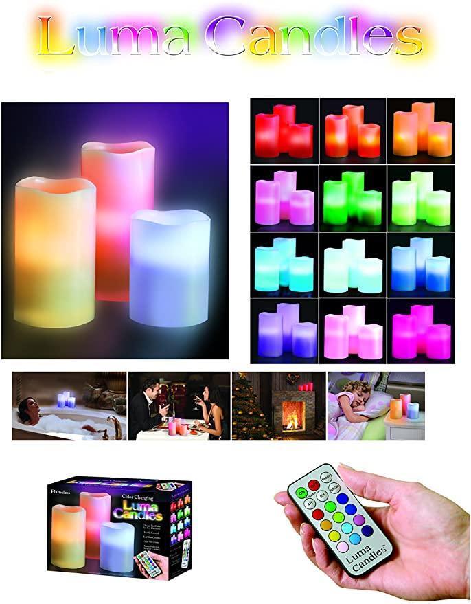 Real Wax Flameless Candles with Remote Control Timer, 3 Candle Set, Vanilla - Pinoyhyper