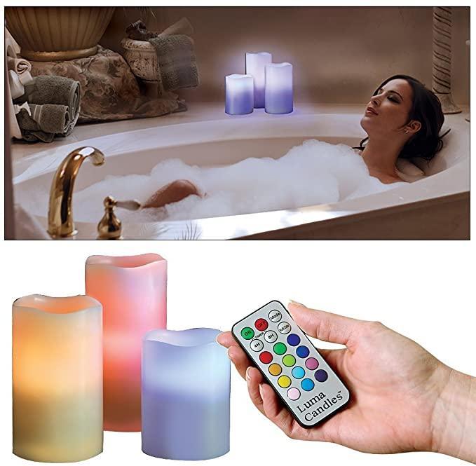 Real Wax Flameless Candles with Remote Control Timer, 3 Candle Set, Vanilla - Pinoyhyper