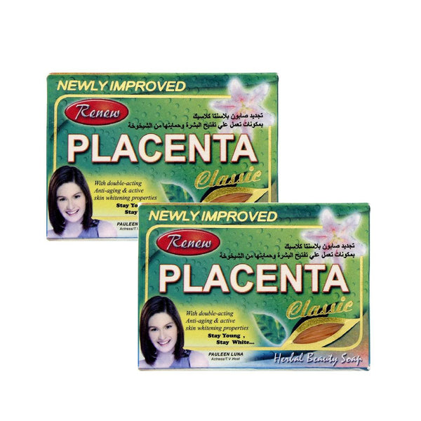 Renew Placenta Soap Solid Face & Body Anti aging & Whitening 135gm x 2 Pcs - Pinoyhyper