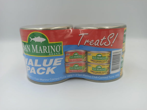 San Marino 2 Corned Tuna 180g + 2 Chili Corned Tuna 180g Value Pack - Pinoyhyper