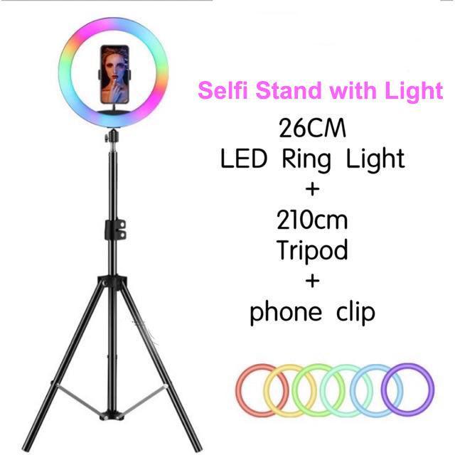 Selfie Ring Light With Tripod RGB LED MJ20 Multi Colour (Full Set) - Pinoyhyper