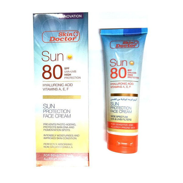 Skin Doctor Sun Spf 80 Hyaluronic Acid Vitamins A, E, F Sun Protection Face Cream -125ml - Pinoyhyper