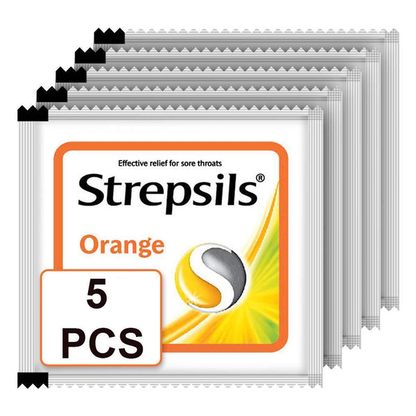 Strepsils Medicated Throat Lozenges - Orange Candy - 5 Pcs - Pinoyhyper