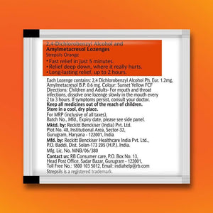 Strepsils Medicated Throat Lozenges - Orange Candy - 5 Pcs - Pinoyhyper